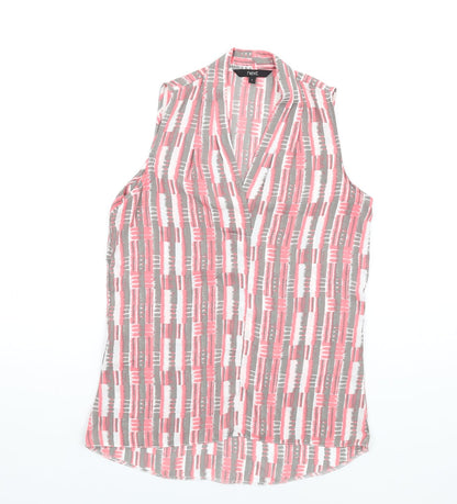 Next Womens Multicoloured Geometric Polyester Basic Blouse Size 6 V-Neck