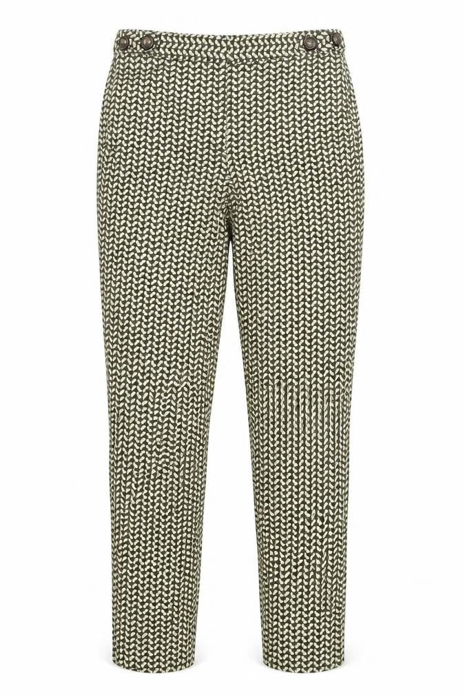 Zara Womens Green Geometric Polyester Trousers Size M L29 in Regular Zip