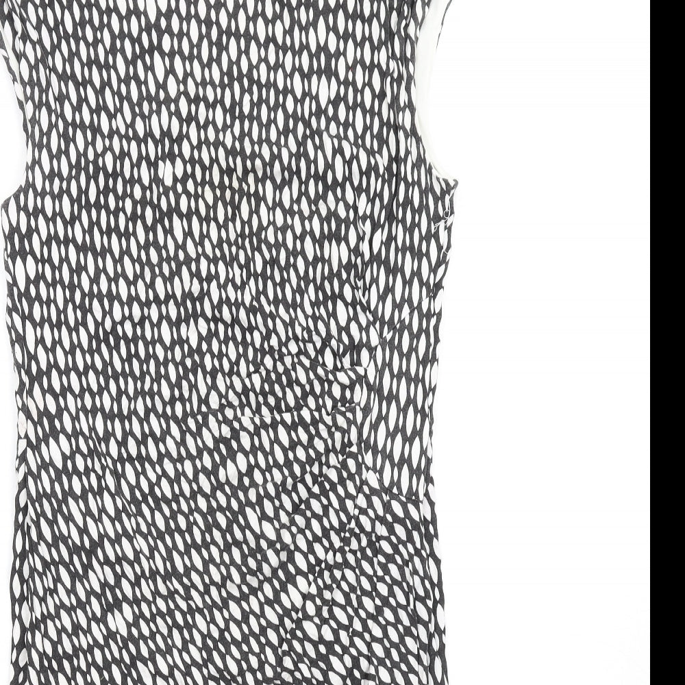 M&Co Womens Black Geometric Viscose Mini Size 16 Roll Neck Pullover