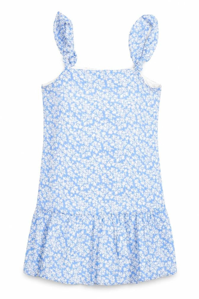 New Look Womens Blue Floral Polyester A-Line Size 12 Square Neck Pullover