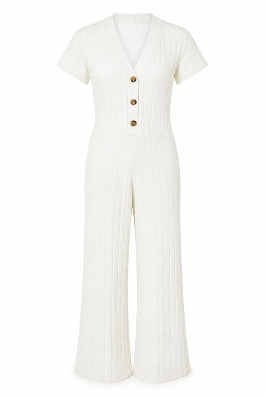 PRETTYLITTLETHING Womens Ivory Acrylic Jumpsuit One-Piece Size S L30 in Pullover