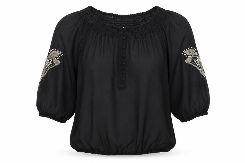 Wallis Womens Black Polyester Basic Blouse Size M Scoop Neck