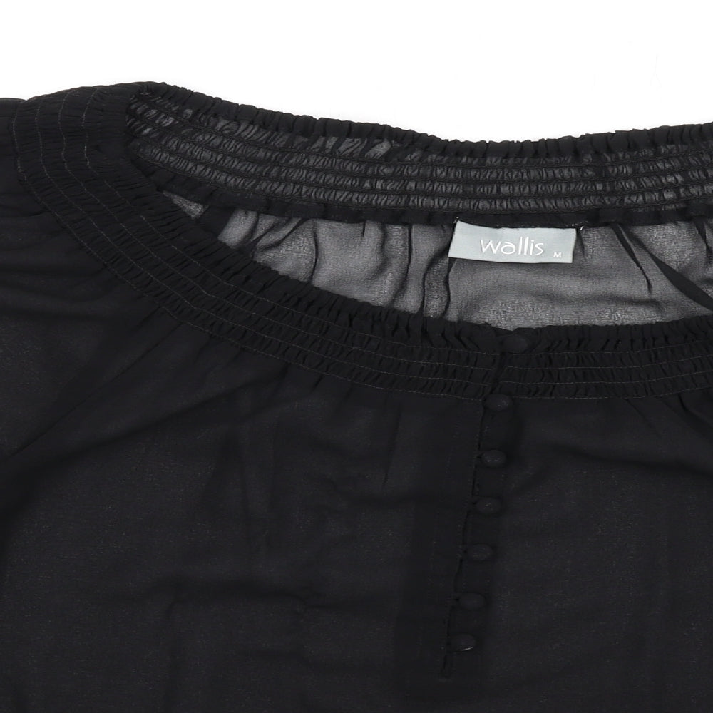 Wallis Womens Black Polyester Basic Blouse Size M Scoop Neck