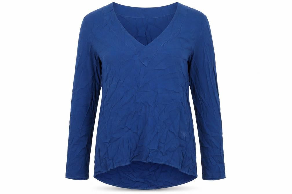 Zara Womens Blue Polyester Basic T-Shirt Size S V-Neck