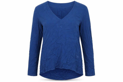 Zara Womens Blue Polyester Basic T-Shirt Size S V-Neck