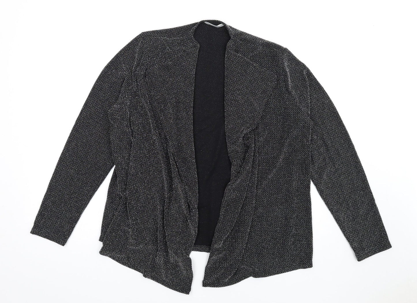 Classic Womens Black Polyamide Kimono T-Shirt Size 16 V-Neck