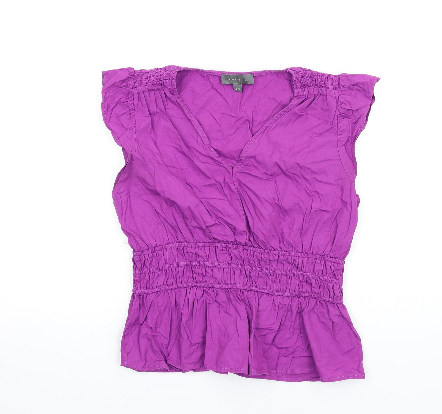 Love&.... Womens Purple Cotton Basic T-Shirt Size 10 Collared
