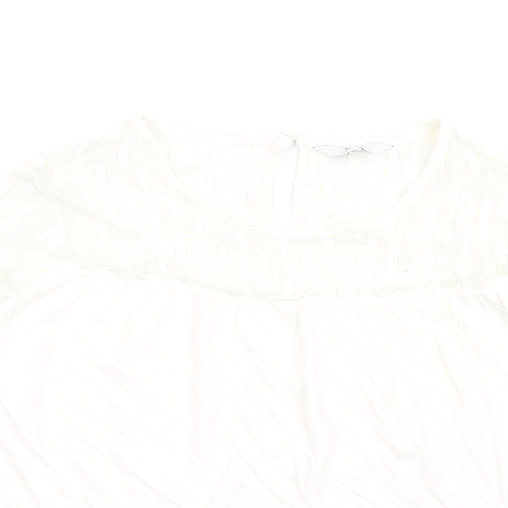 NEXT Womens Ivory Cotton Basic T-Shirt Size 14 One Shoulder