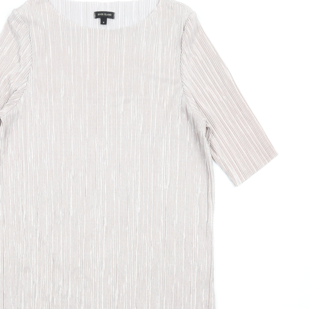 River Island Womens Beige Polyester T-Shirt Dress Size 8 Round Neck Pullover