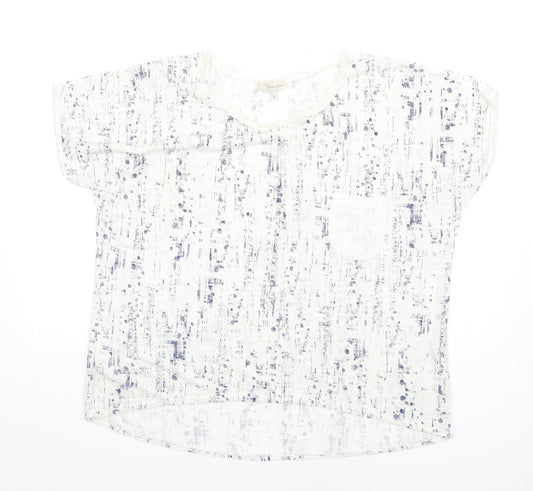 Bellambia Womens White Viscose Basic T-Shirt Size M Round Neck