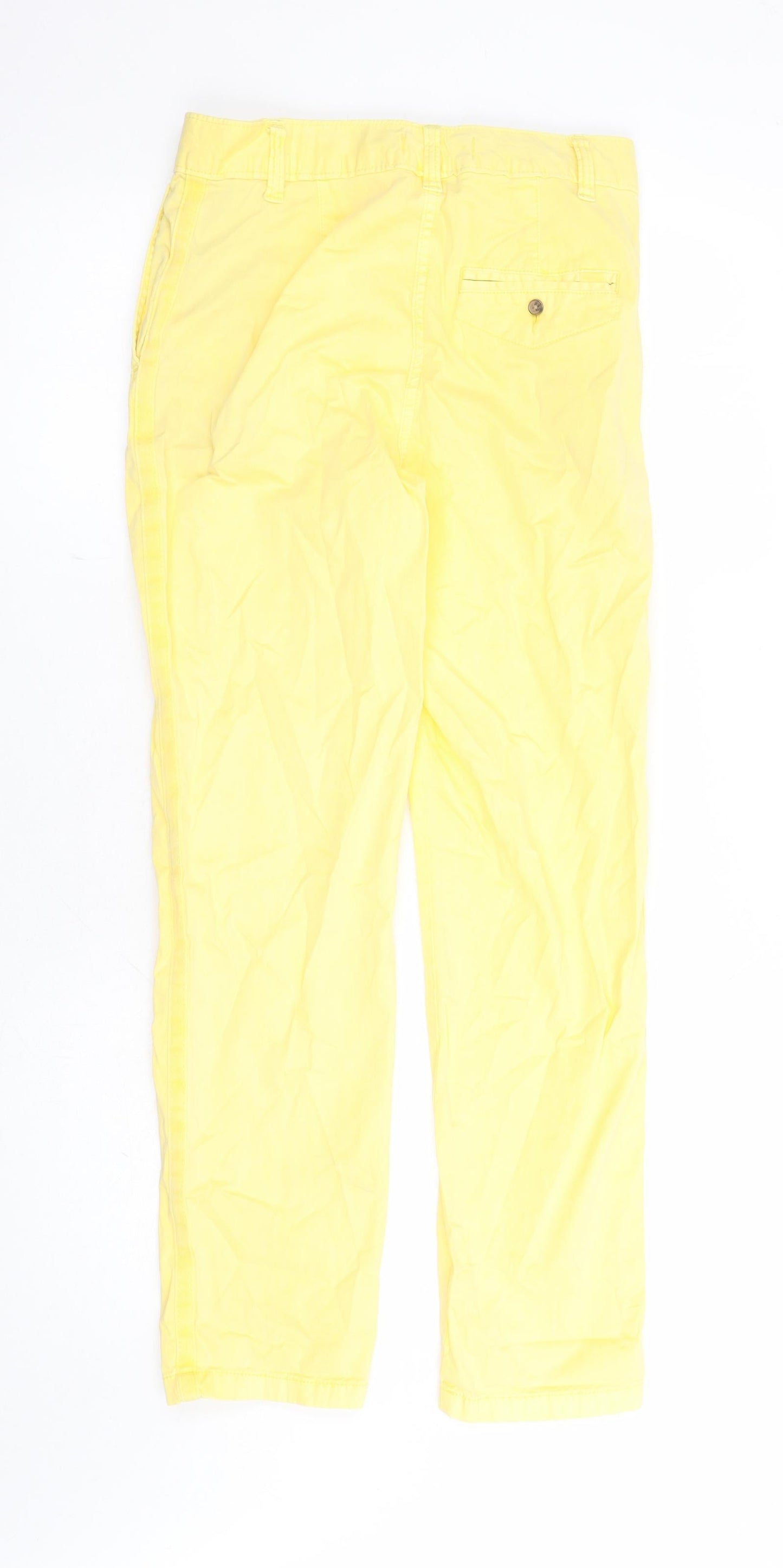 Marks and Spencer Womens Yellow Cotton Chino Trousers Size 6 L27 in Regular Zip