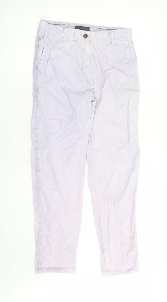 Marks and Spencer Womens Purple Cotton Chino Trousers Size 6 L27 in Regular Zip