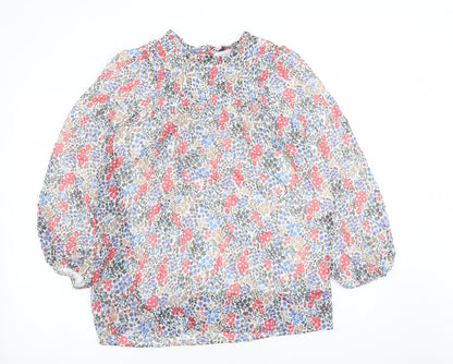 Marks & Spencer Womens Multicoloured Floral Polyester Basic Blouse Size 10 Round Neck