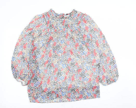 Marks and Spencer Womens Multicoloured Floral Polyester Basic Blouse Size 10 Round Neck