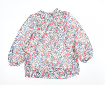 Marks & Spencer Womens Multicoloured Floral Polyester Basic Blouse Size 10 Round Neck