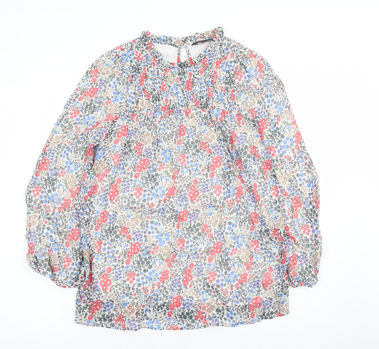 Marks and Spencer Womens Multicoloured Floral Polyester Basic Blouse Size 6 Round Neck
