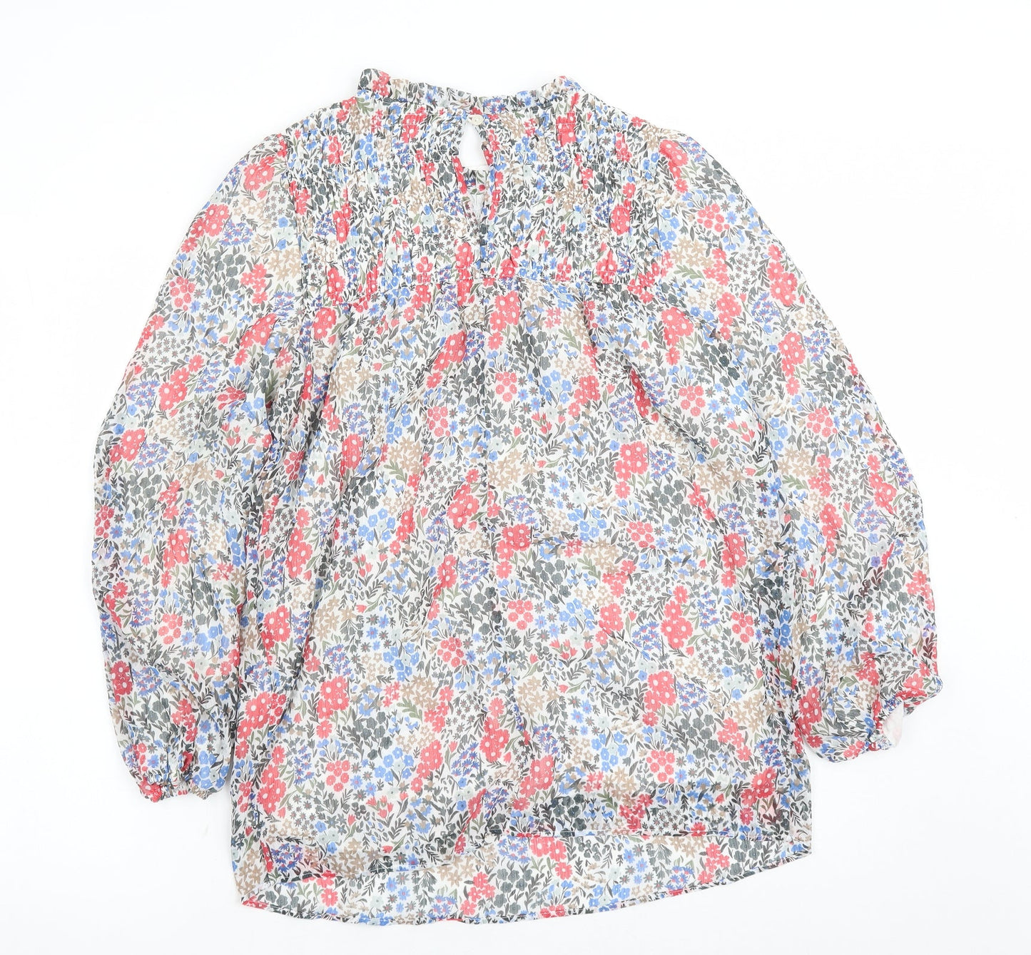 Marks and Spencer Womens Multicoloured Floral Polyester Basic Blouse Size 6 Round Neck