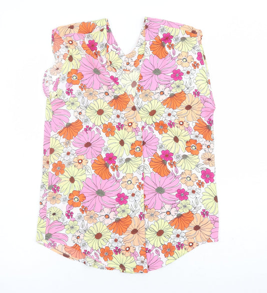 Marks and Spencer Womens Multicoloured Floral Polyester Basic Blouse Size 6 V-Neck