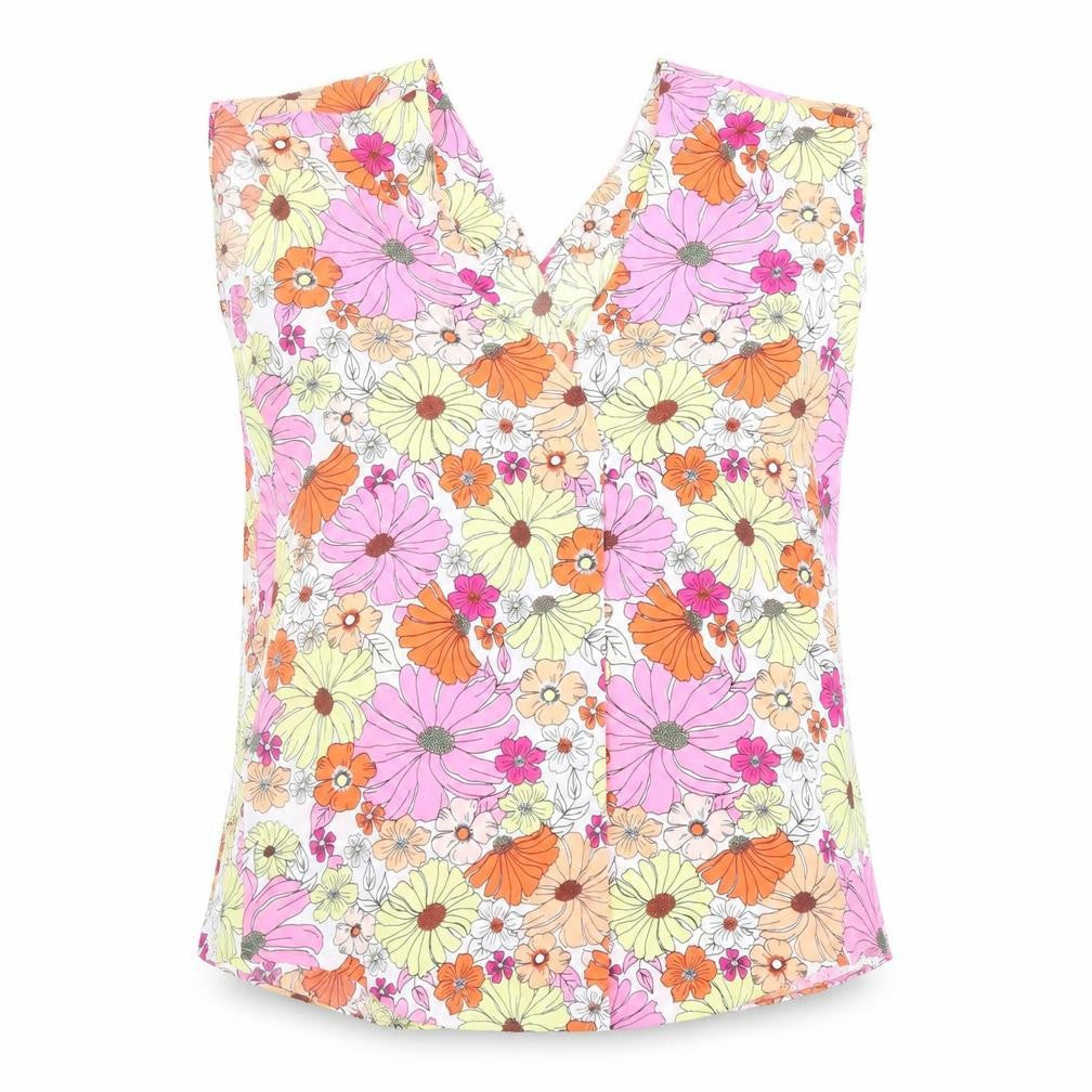 Marks & Spencer Womens Multicoloured Floral Polyester Basic Blouse Size 6 V-Neck