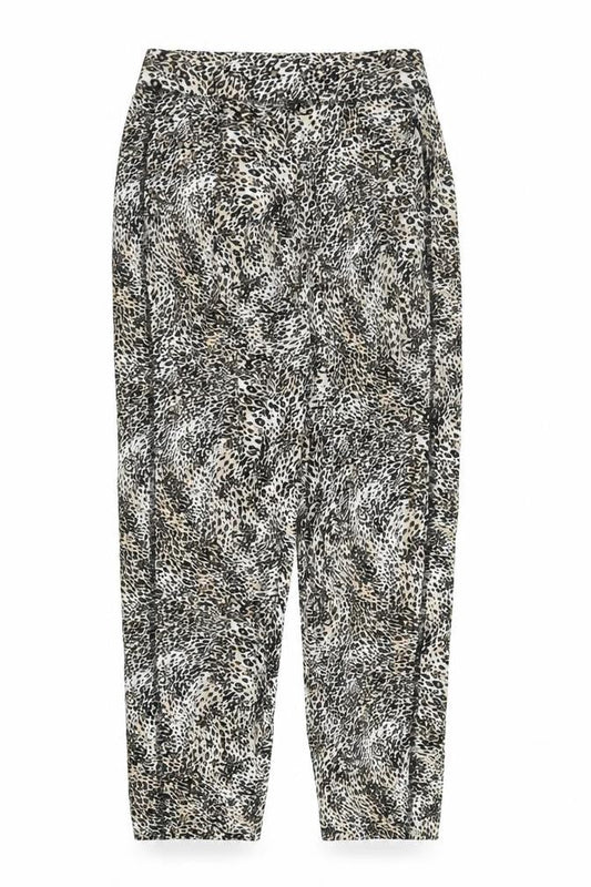 Marks & Spencer Womens Brown Animal Print Viscose Carrot Leggings Size 8 L29 in - Elasticated Waist Long Leg Leopard Pattern