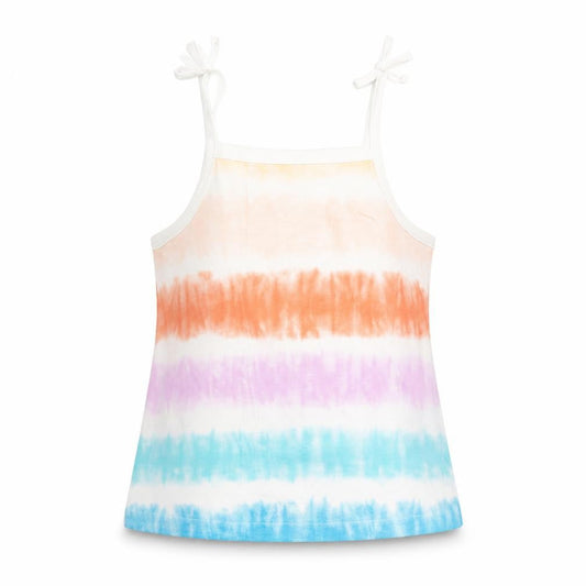 Marks & Spencer Girls Multicoloured Cotton Camisole Tank Size 4-5 Years Square Neck Tie - Tie Dye Effect