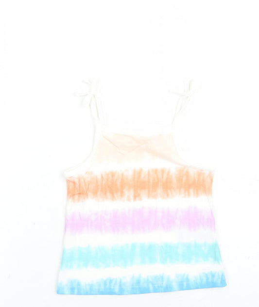 Marks and Spencer Girls Multicoloured Cotton Camisole Tank Size 2-3 Years Square Neck Tie - Tie Dye Effect