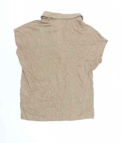 Back view of Autograph women’s brown flax basic polo, size UK 6, collared