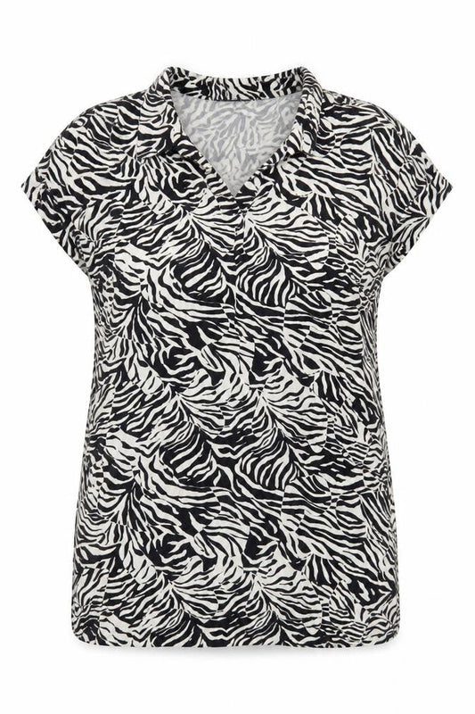 Marks and Spencer Womens Blue Animal Print Viscose Tunic Blouse Size 18 Collared - Tiger Pattern