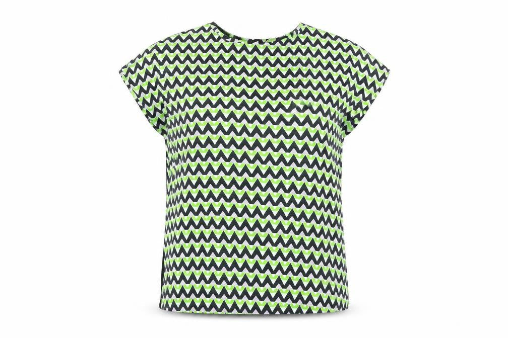 Marks & Spencer Womens Black Geometric Polyester Basic T-Shirt Size 8 Round Neck