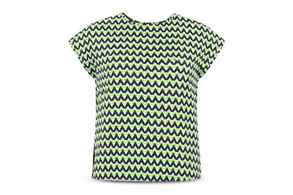 Marks & Spencer Womens Black Geometric Polyester Basic T-Shirt Size 8 Round Neck