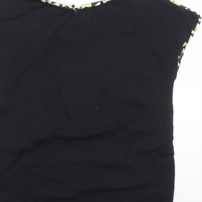 Marks & Spencer Womens Black Geometric Polyester Basic T-Shirt Size 8 Round Neck