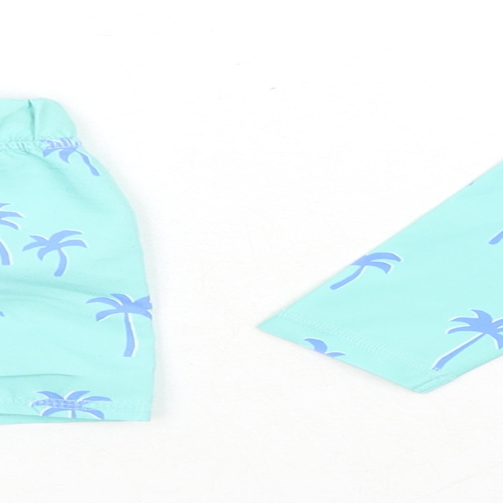 Marks and Spencer Boys Blue Geometric Polyester Shorts Set Outfit/Set Size 3-6 Months Zip - Swim Set Palm Tree