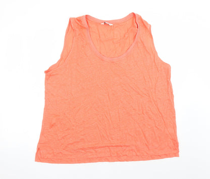 Additional front view of Autograph women’s orange flax basic tank, size UK 20, scoop neck