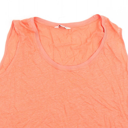 Close-up detail of Autograph women’s orange flax basic tank, size UK 20, scoop neck