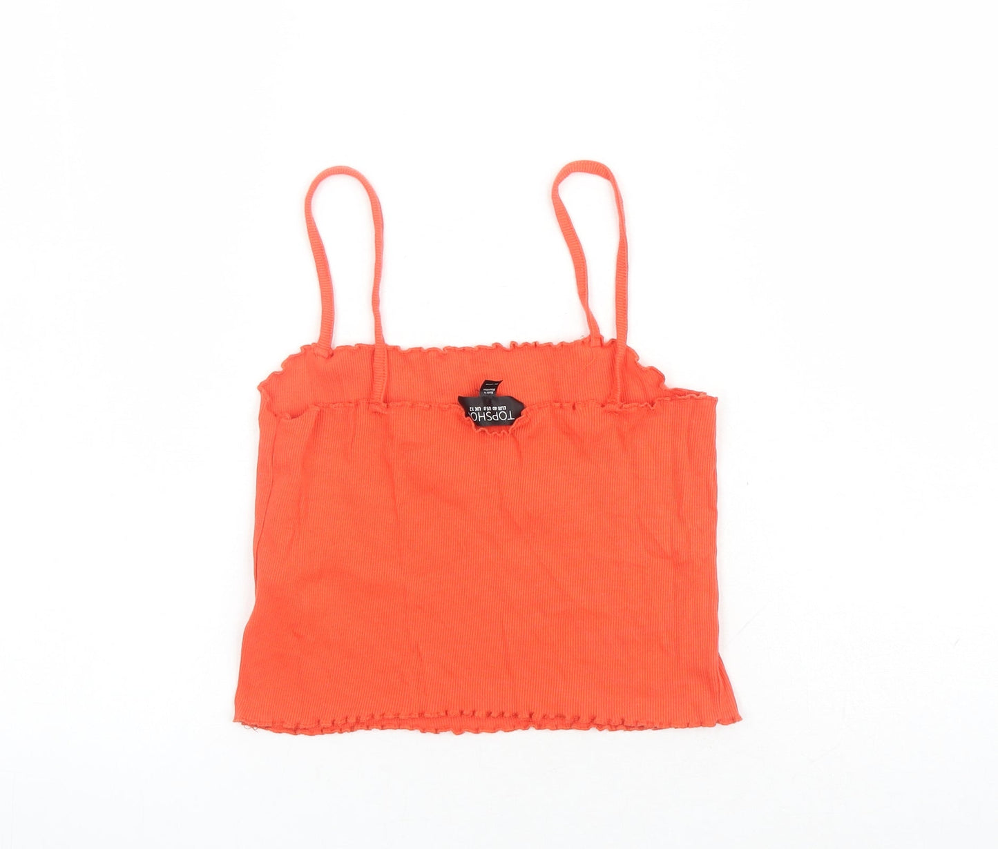 Topshop Womens Red Cotton Cropped Tank Size 12 Square Neck