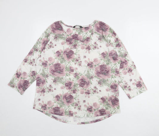 Bonmarché Womens Multicoloured Round Neck Floral Polyester Pullover Jumper Size 16