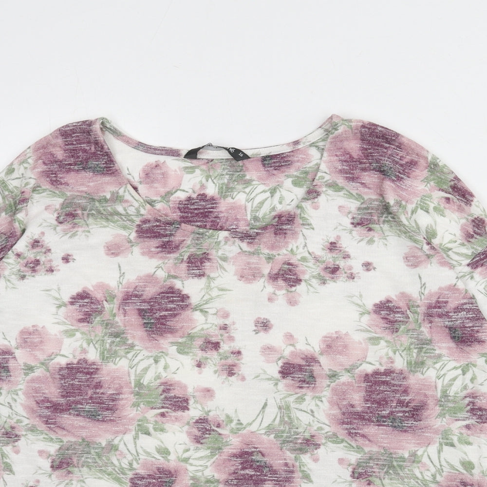 Bonmarché Womens Multicoloured Round Neck Floral Polyester Pullover Jumper Size 16