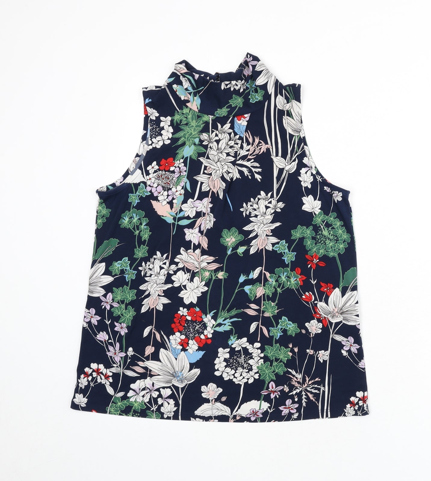 Warehouse Womens Multicoloured Floral Polyester Basic Tank Size 10 Mock Neck