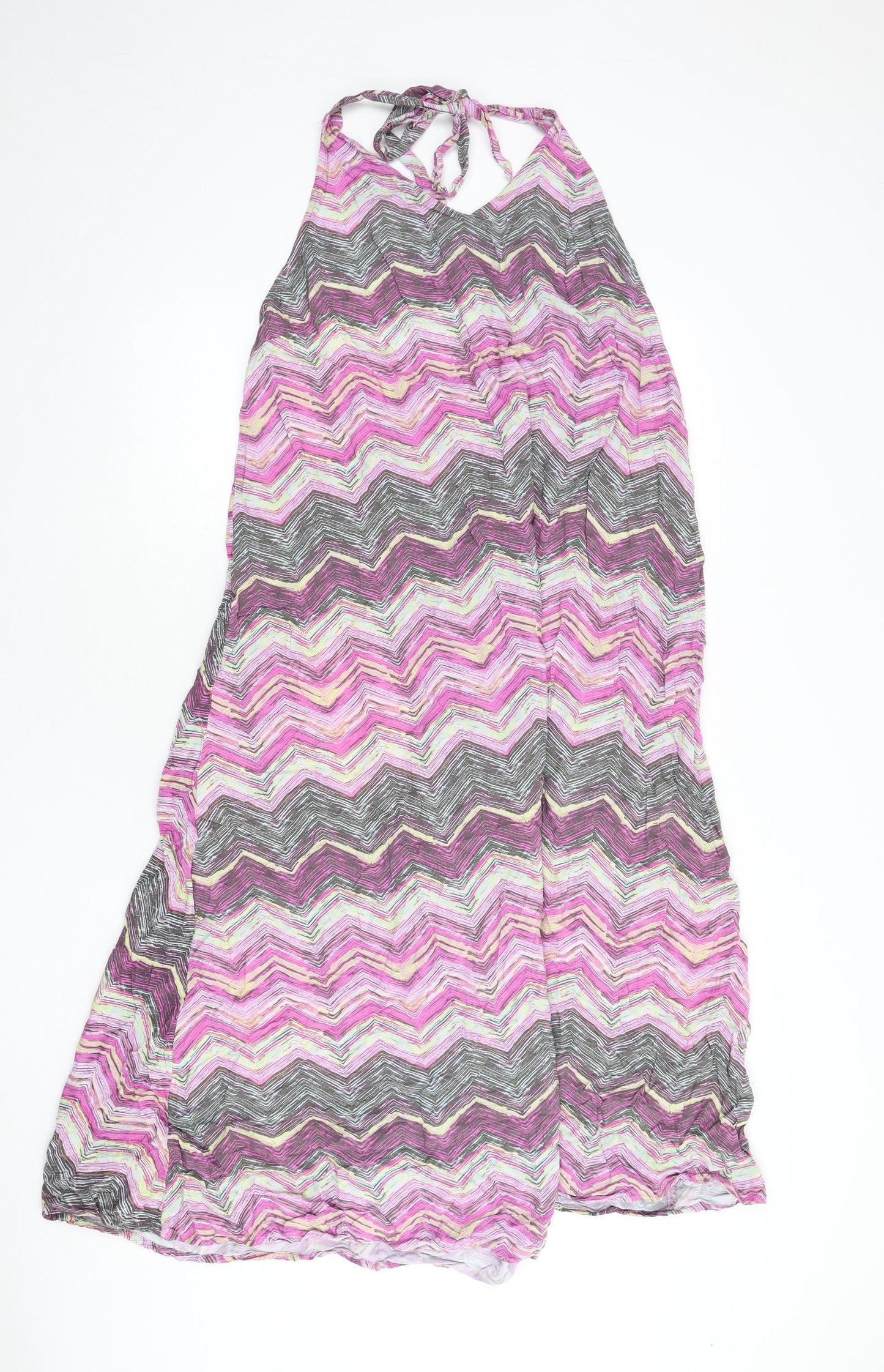 Very Womens Multicoloured Geometric Viscose A-Line Size 12 Halter Tie - Zig Zag Pattern
