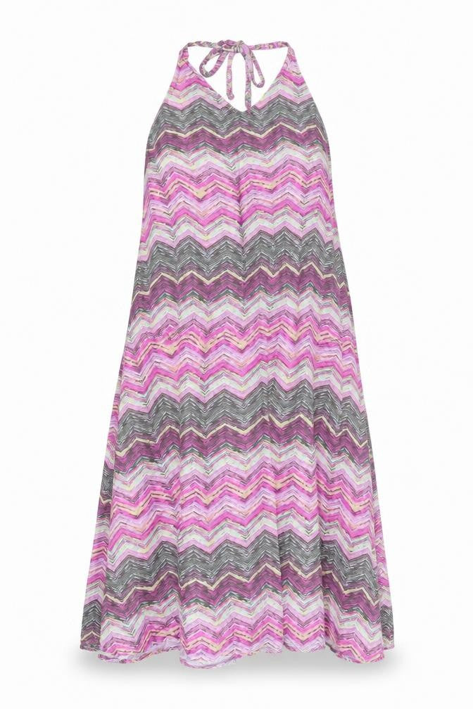 Very Womens Multicoloured Geometric Viscose A-Line Size 12 Halter Tie - Zig Zag Pattern
