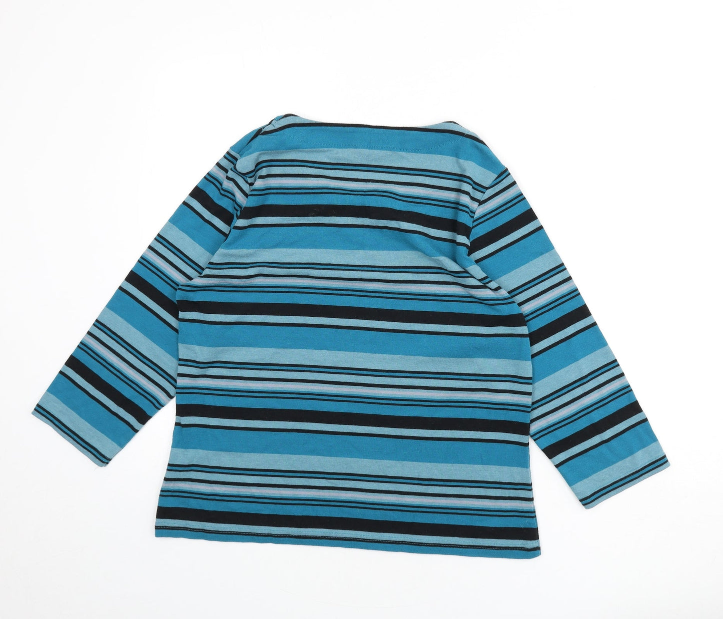 Alexara Womens Blue Round Neck Striped Polyester Pullover Jumper Size 18