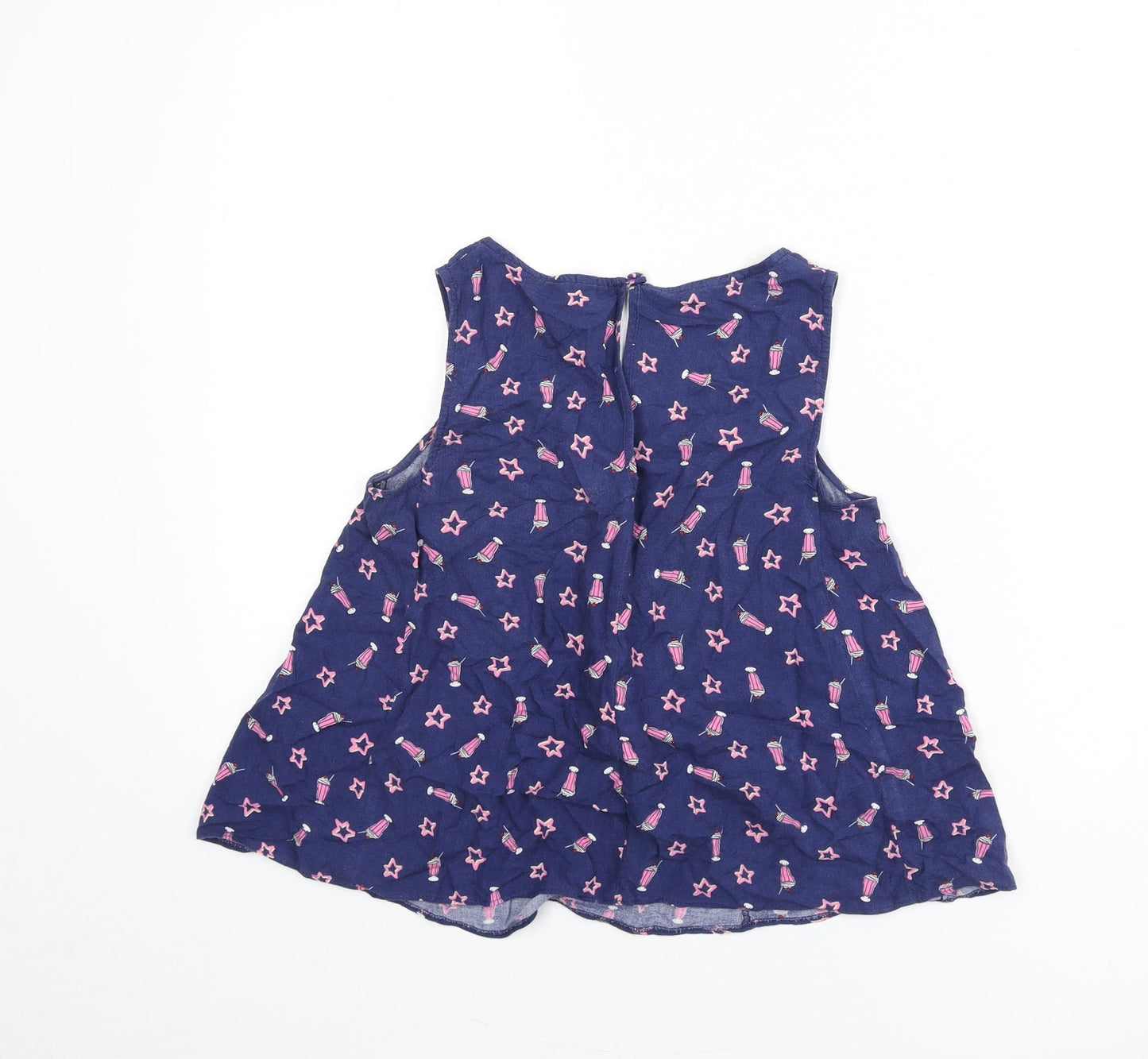 Henry Holland Womens Blue Geometric Viscose Cropped Tank Size 6 Scoop Neck - Milkshakes, Stars