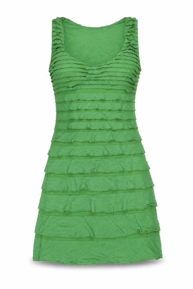 Studio M Womens Green Polyester A-Line Size XS Scoop Neck Pullover - Frills