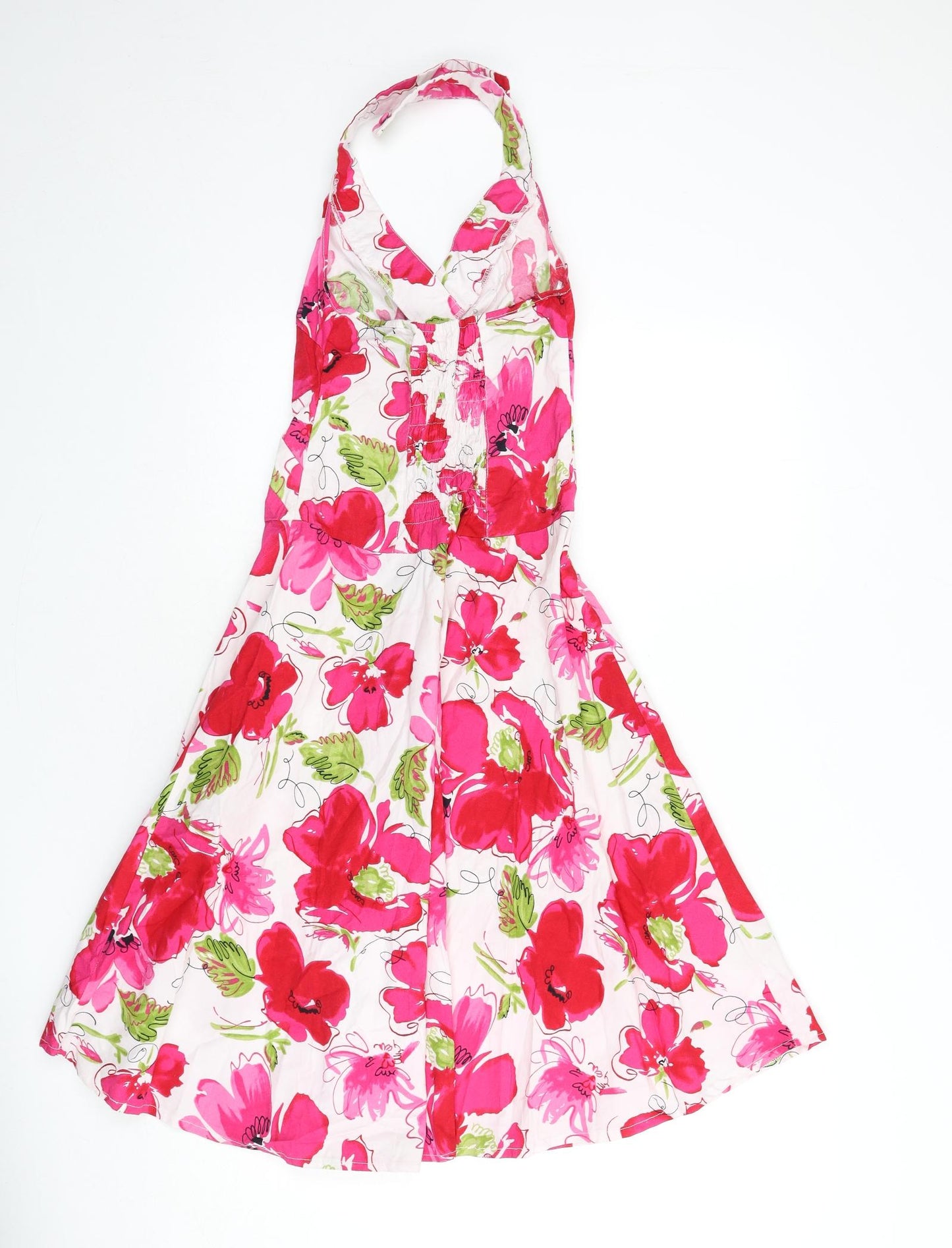 Pilot Womens Multicoloured Floral Cotton Fit & Flare Size 10 Halter Button