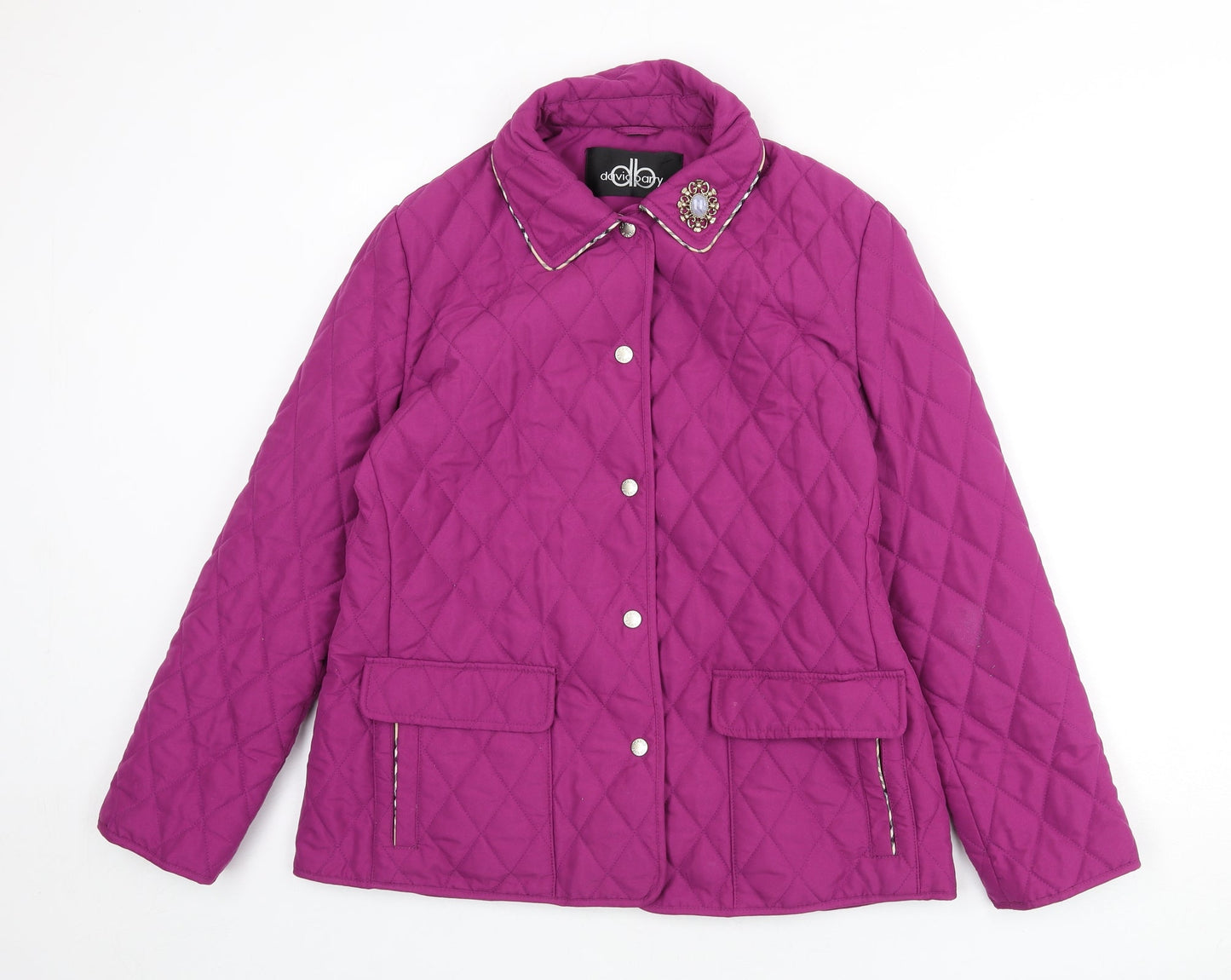 David Barry Womens Purple Quilted Coat Size 12 Snap