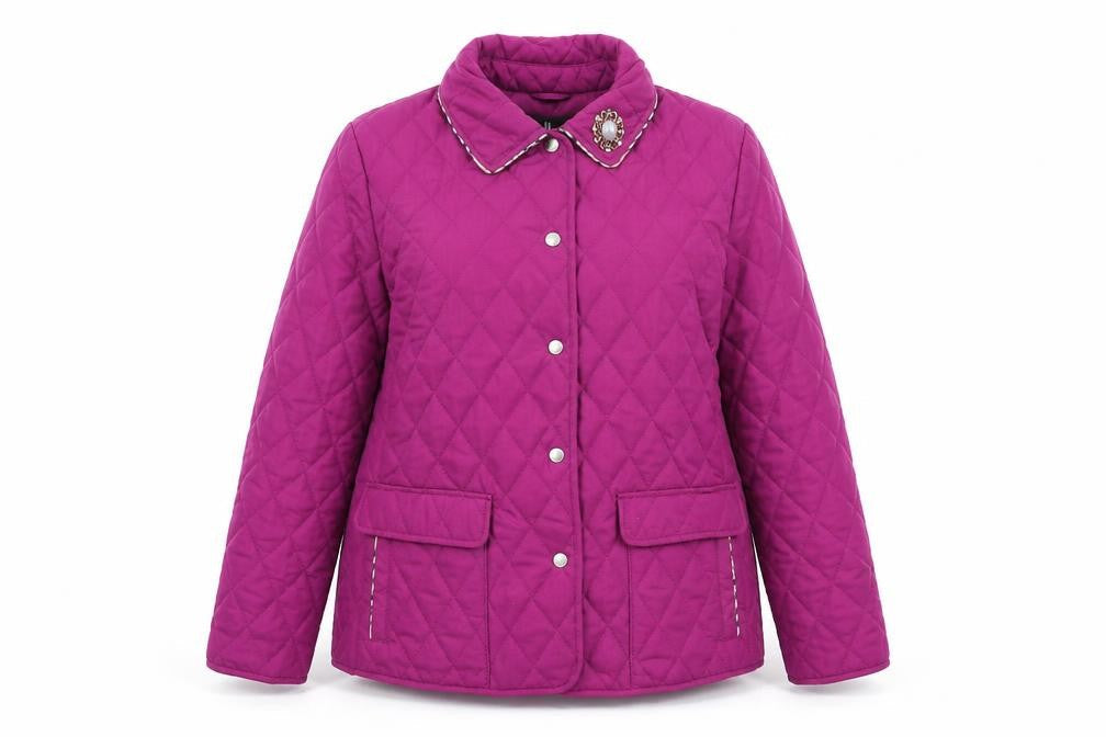 David Barry Womens Purple Quilted Coat Size 12 Snap
