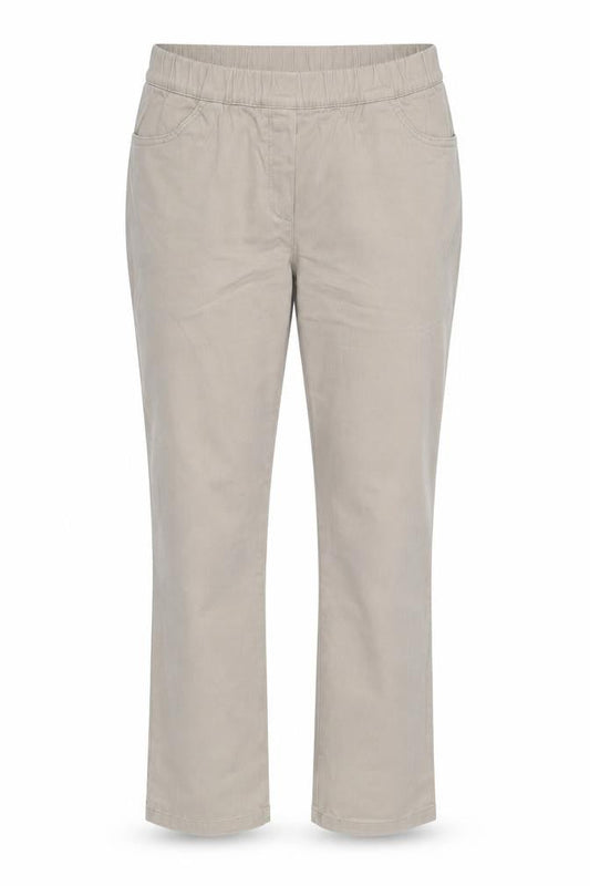 Bonprix Womens Beige Cotton Trousers Size 16 L24 in Regular