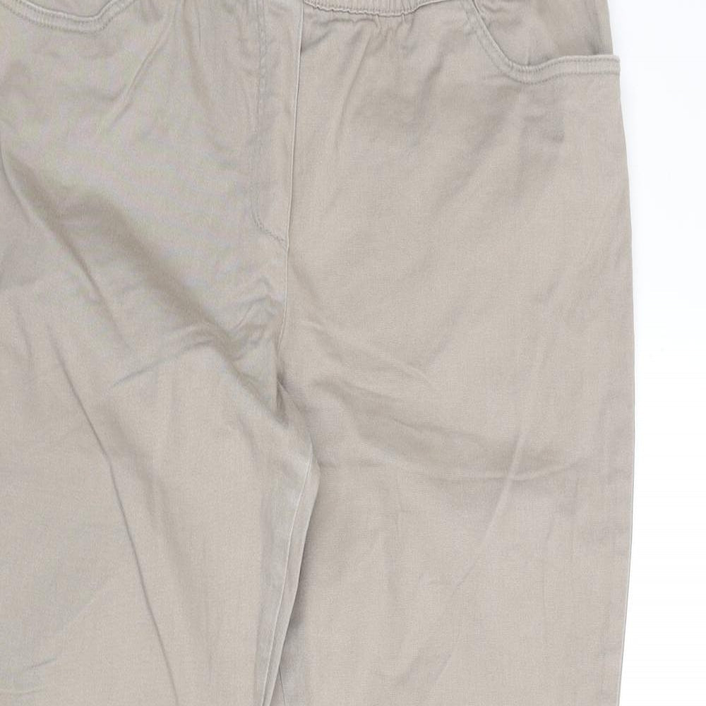 bpc Womens Beige Cotton Trousers Size 16 L24 in Regular