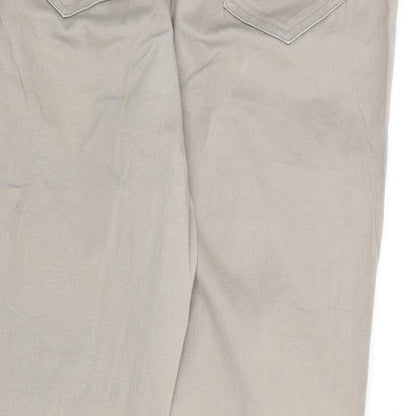 Bonprix Womens Beige Cotton Trousers Size 16 L24 in Regular