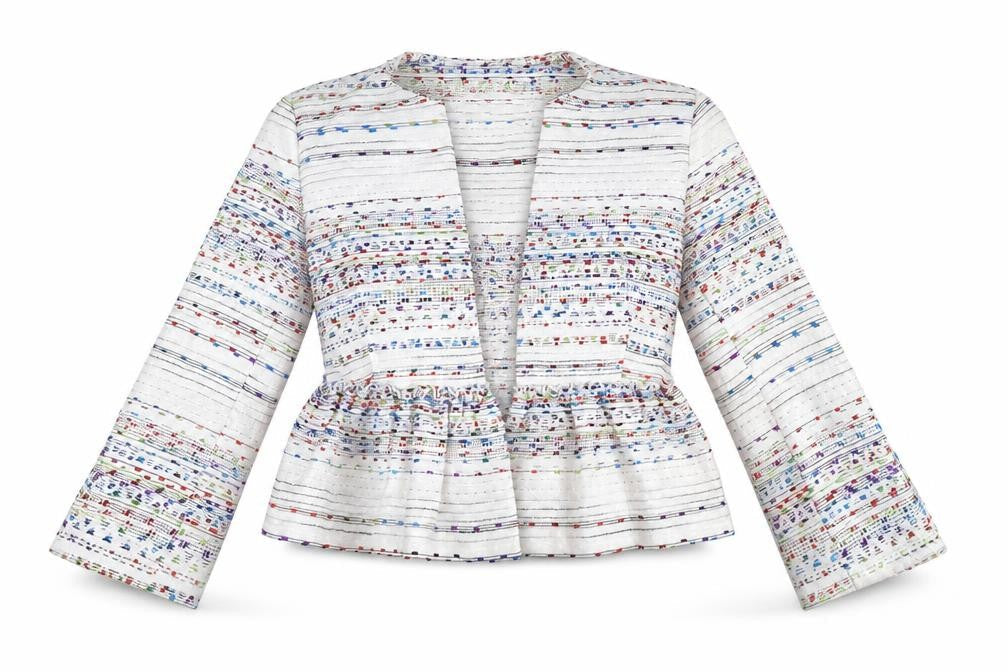 Zara Womens Multicoloured Geometric Jacket Blazer Size M - Stripe Detail